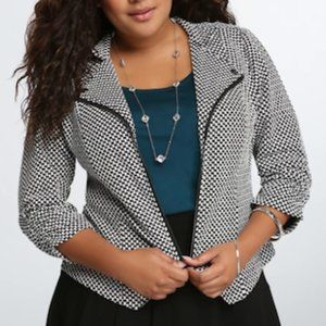 Torrid Checkered Knit Plus size Moto Jacket